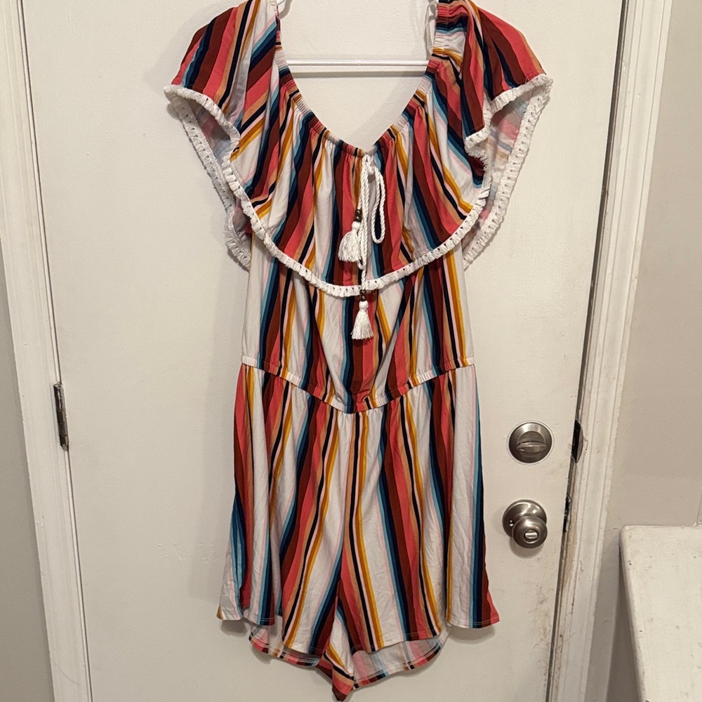 Derek Heart Multicolor Striped Romper